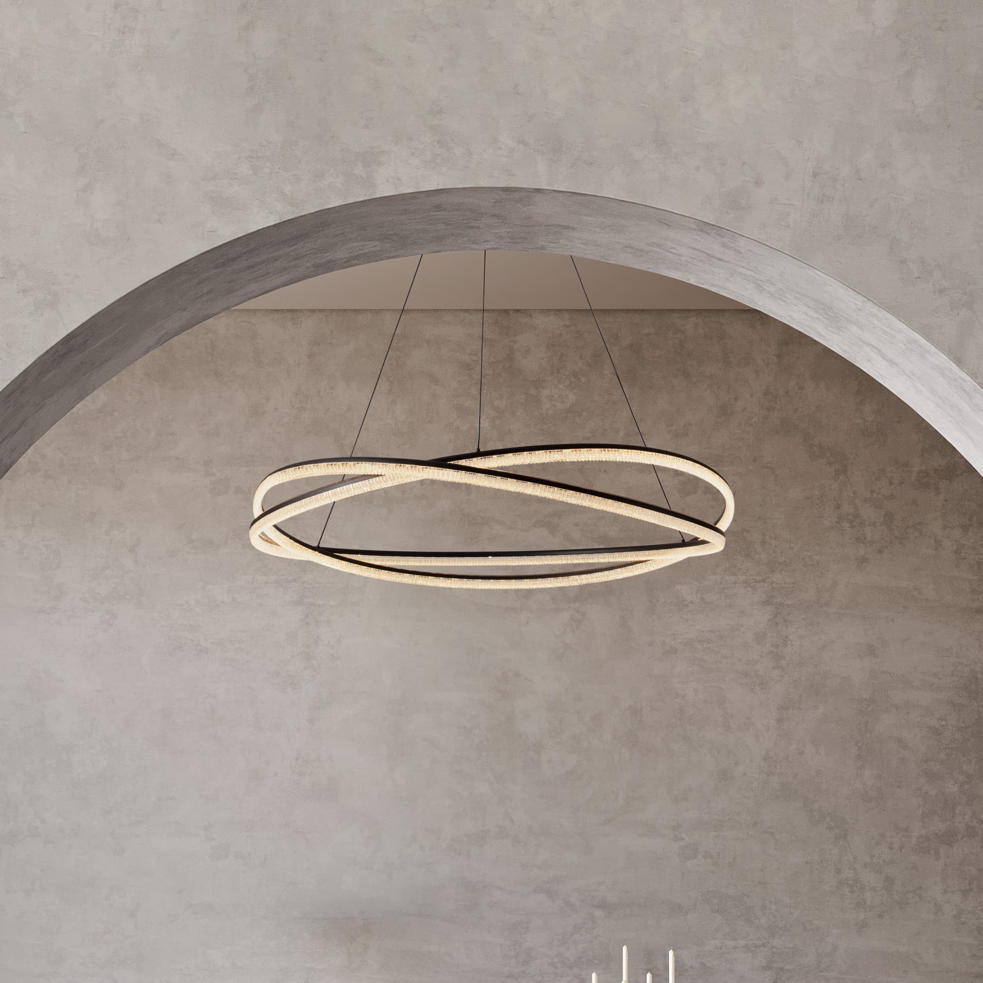 Nova Luce Ofelia - lampe suspendue avec télécommande - Ø cm - 68W dimmable LED inclus - noir sablé