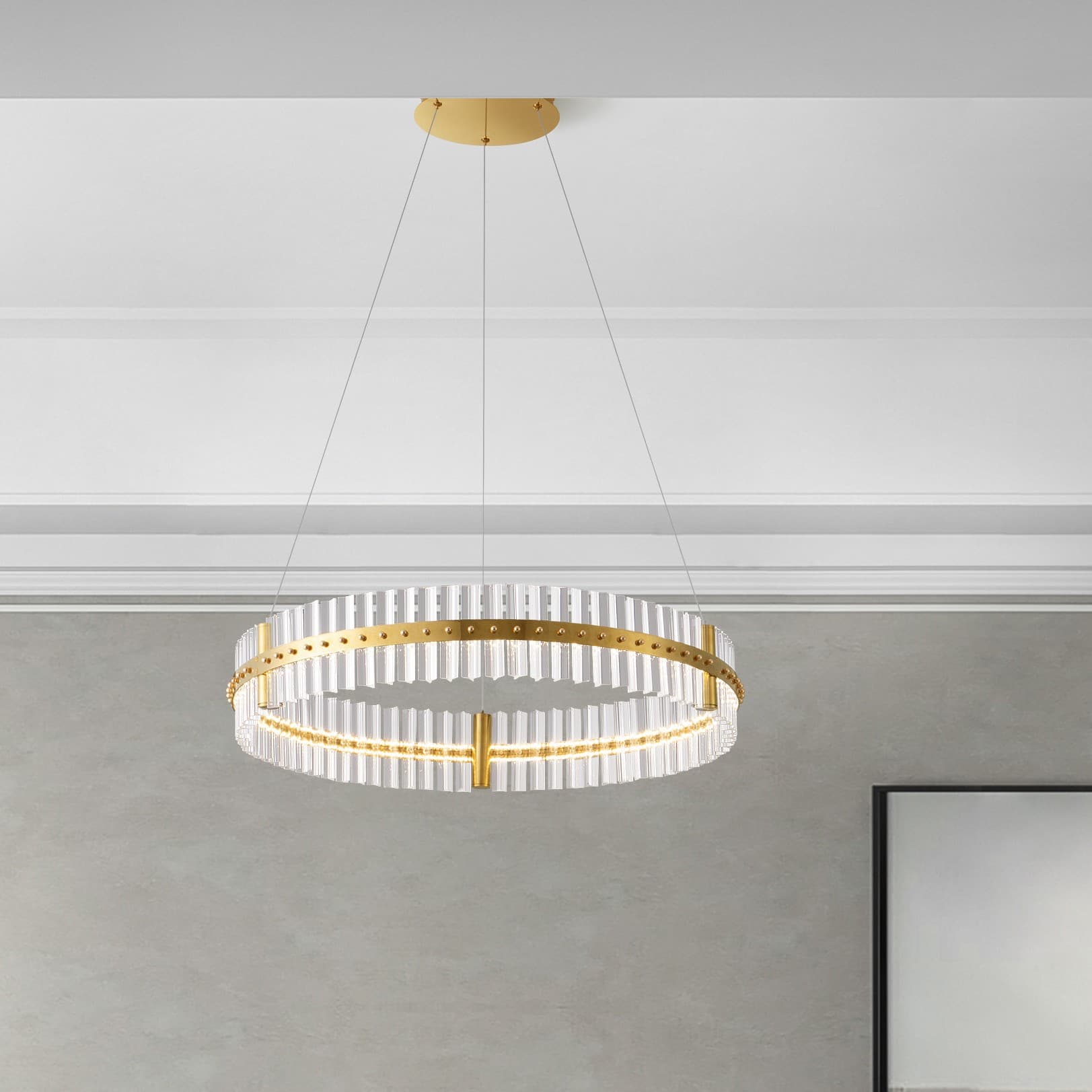 Nova Luce Kezo - lampe suspendue - Ø cm - 56W dimmable LED inclus - or