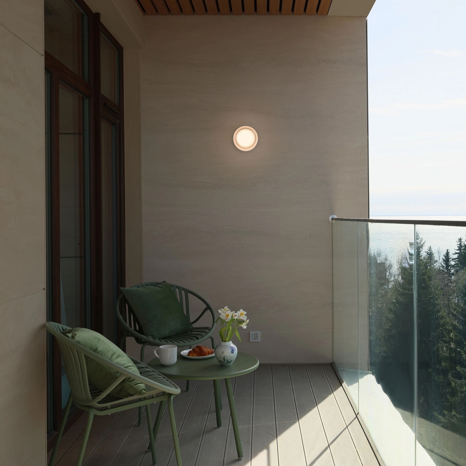 Nova Luce Pollux - applique murale d'extérieur - Ø 13,4 x 8,6 cm - LED 8W dimmable incluse - IP65 - blanc sable — vue 3