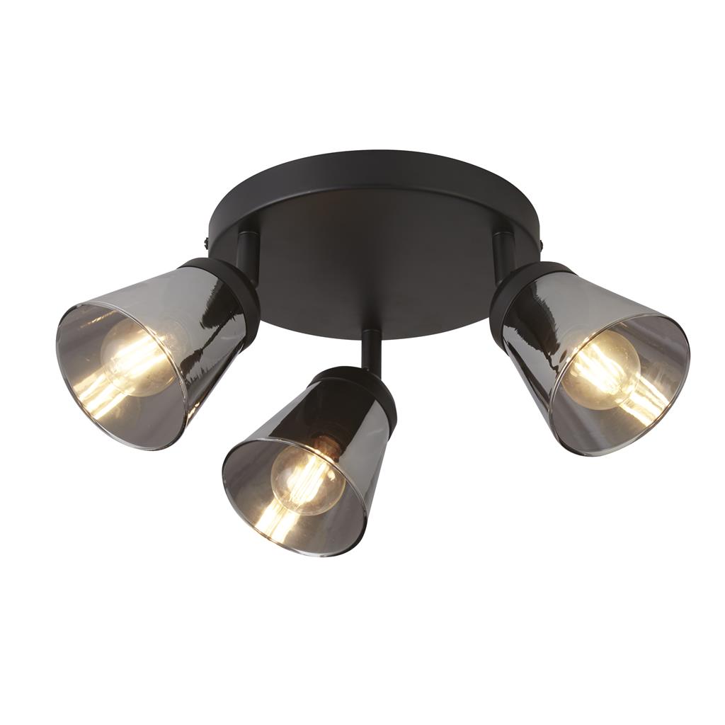 Searchlight Mega - spot apparent 3L - Ø cm - noir et verre fumé