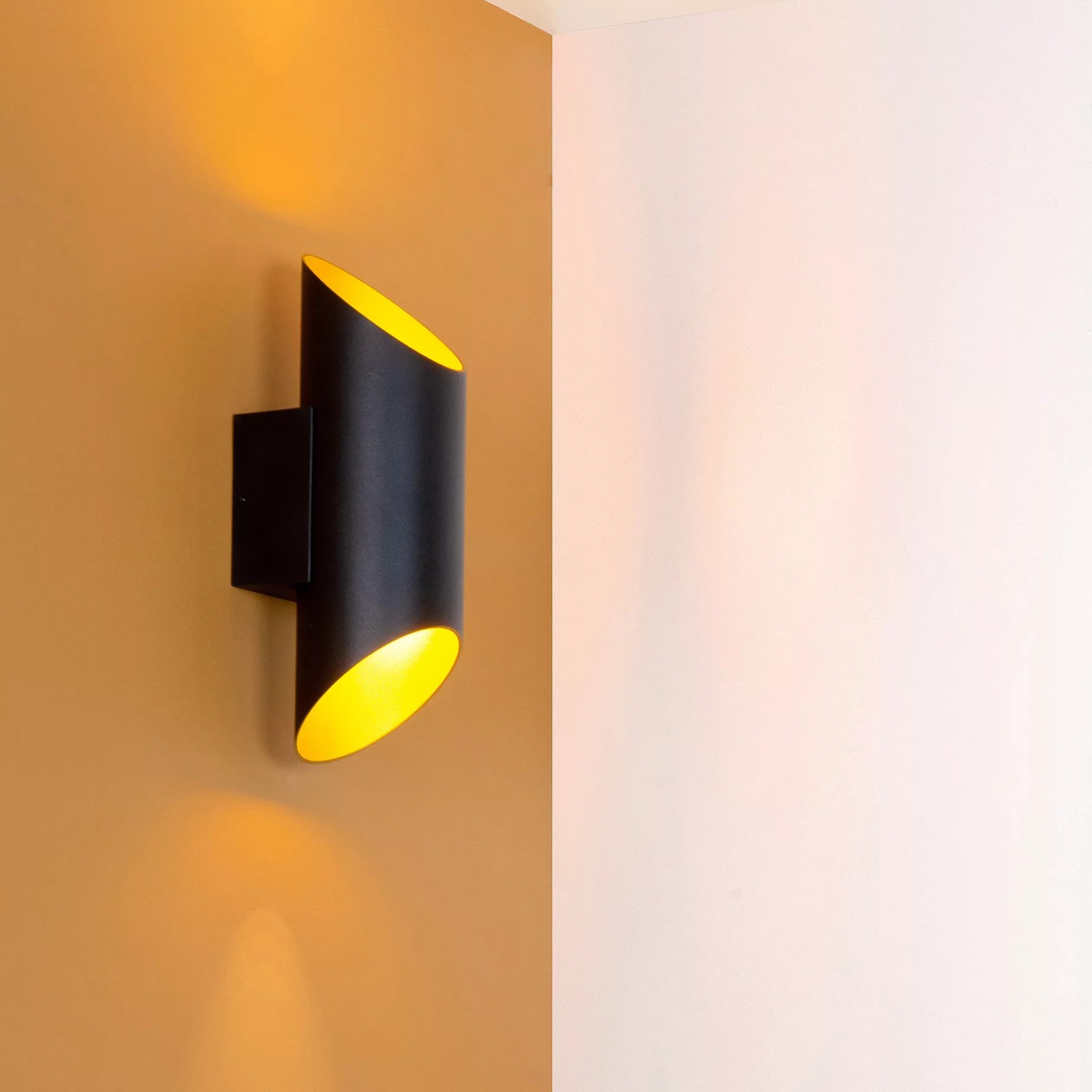 Lucide Quirijn - applique murale - 9,6 x 12,1 x - noir et laiton