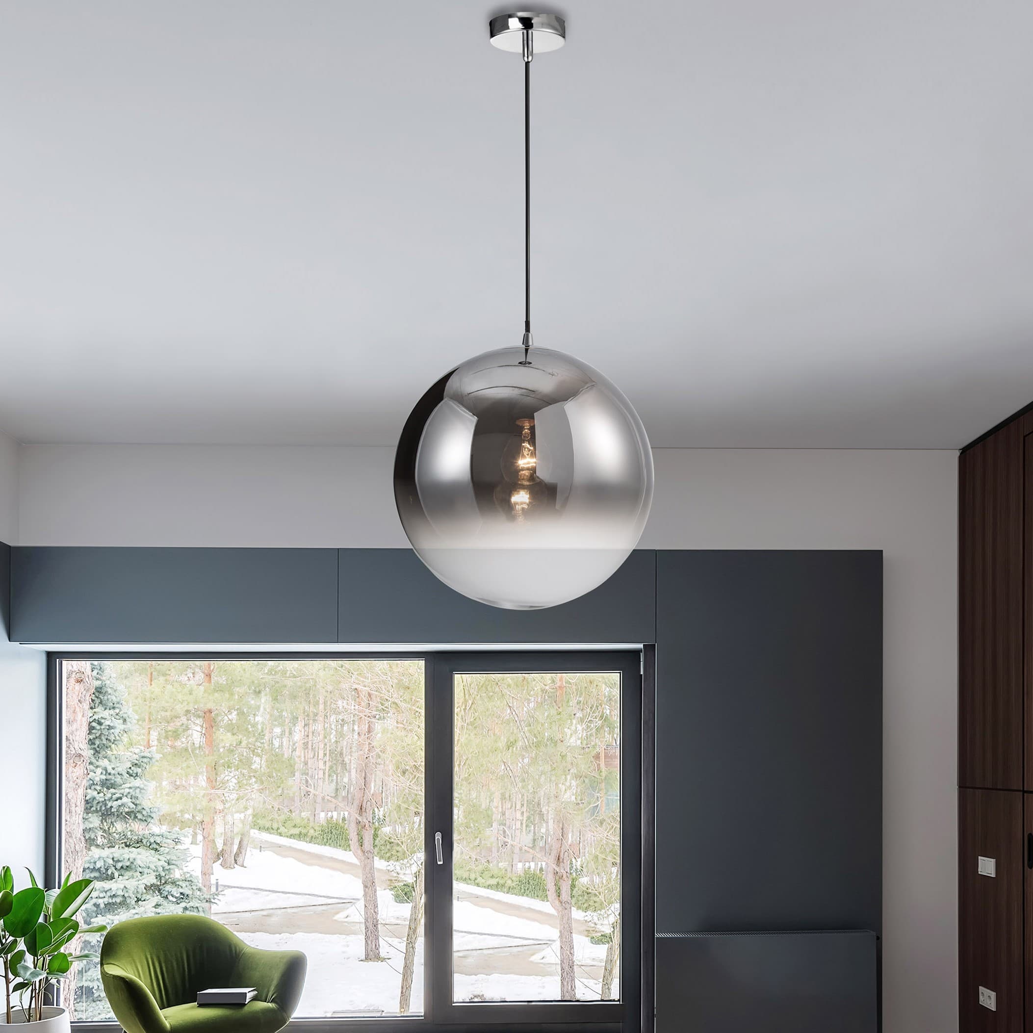 Nova Luce Ficato - lampe suspendue - Ø cm - fumé et chromé — vue 3