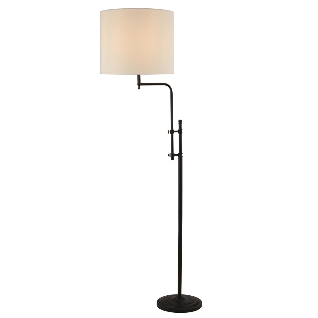 Searchlight Munich - lampadaire - cm - noir et lin naturel