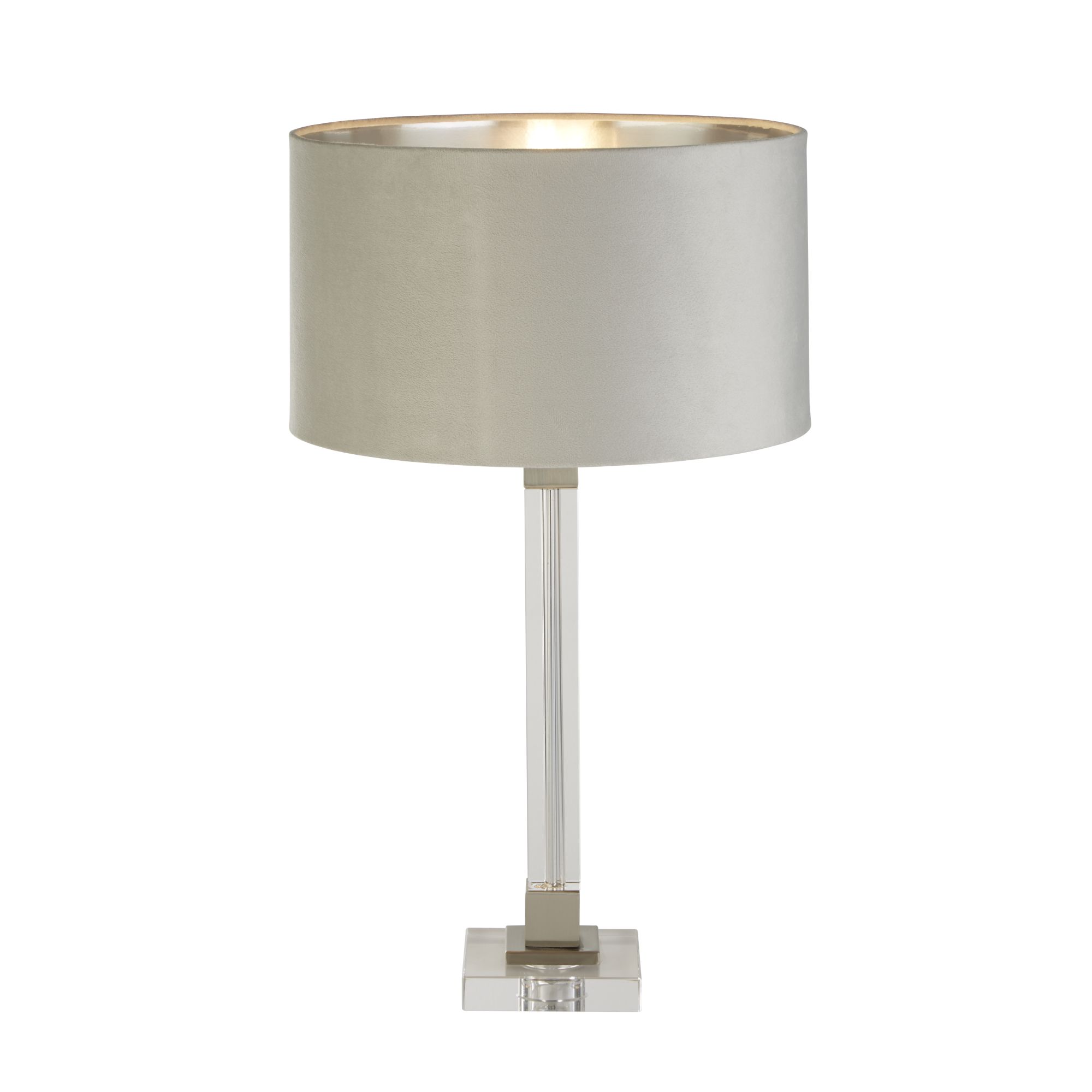 Searchlight Scarborough - lampe à poser - Ø cm - nickel satiné, argent et gris