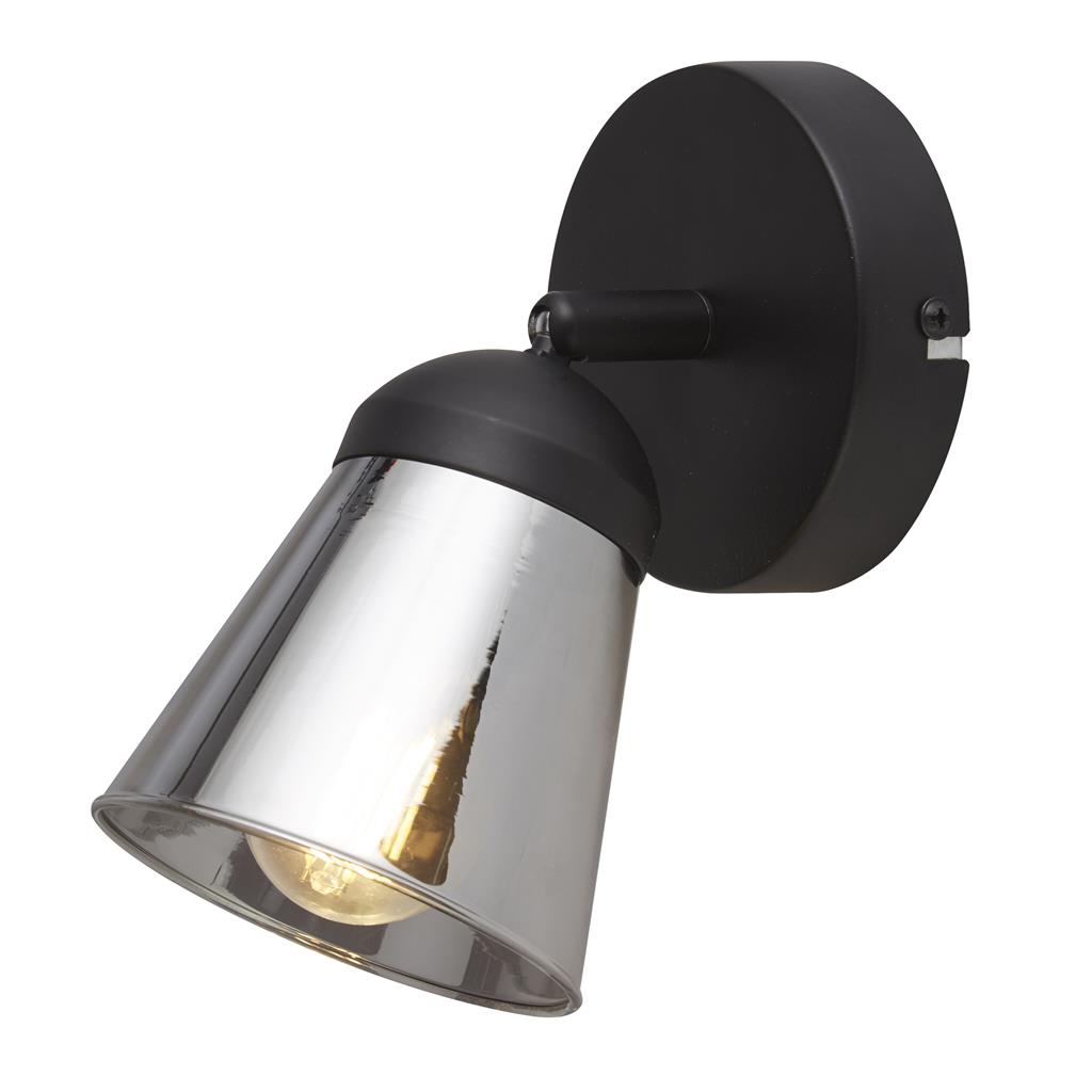Searchlight Mega - spot en saillie 1L - cm - noir et verre fumé
