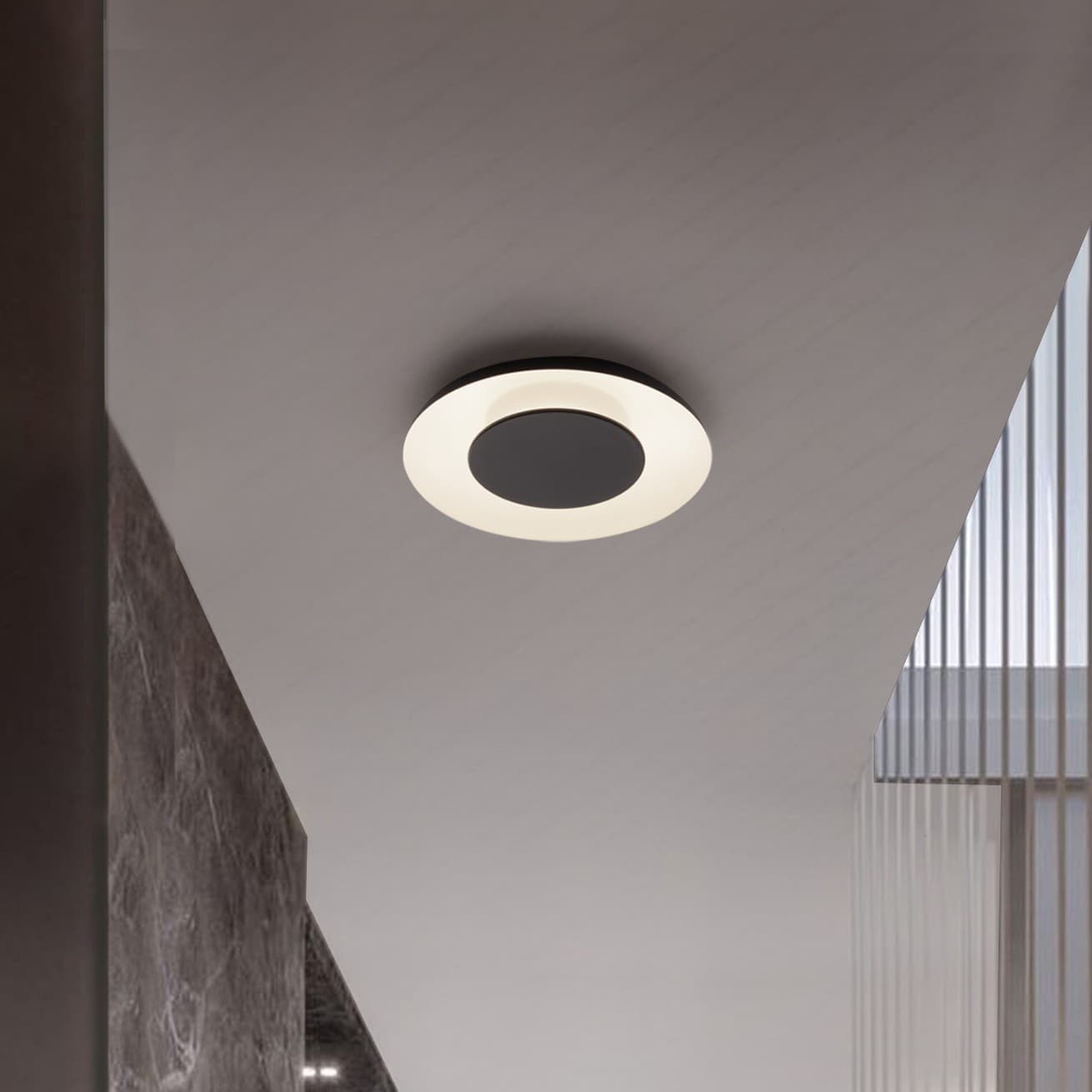 Nova Luce Epos - plafonnier - Ø cm - 24W dimmable LED inclus - noir sablé et blanc