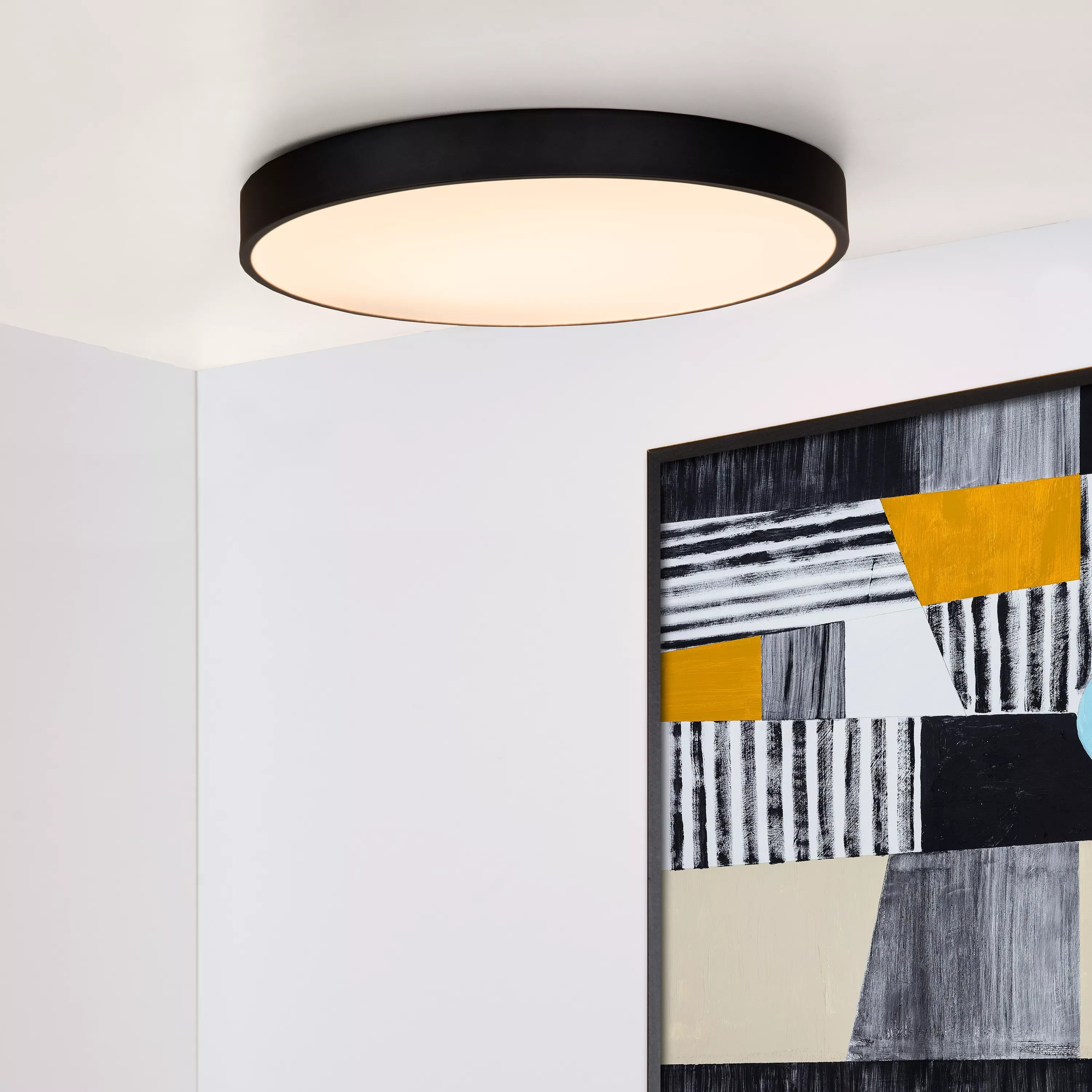 Lucide Unar - plafonnier - Ø cm - 36W LED dimmable inclus - 3 niveaux de dimmer - noir