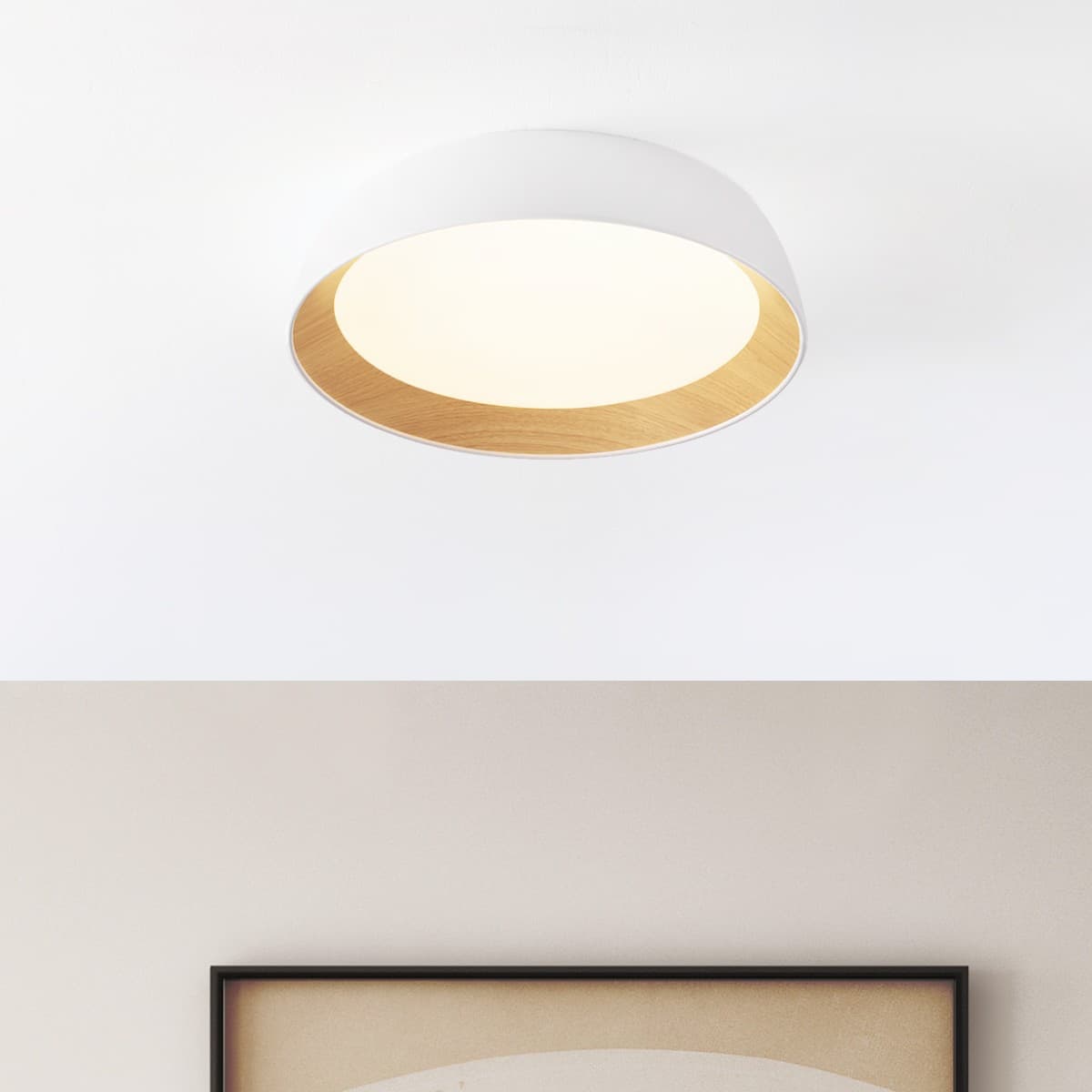 Nova Luce Sigi - plafonnier - Ø cm - 40W dimmable LED inclus - blanc sablé et bois