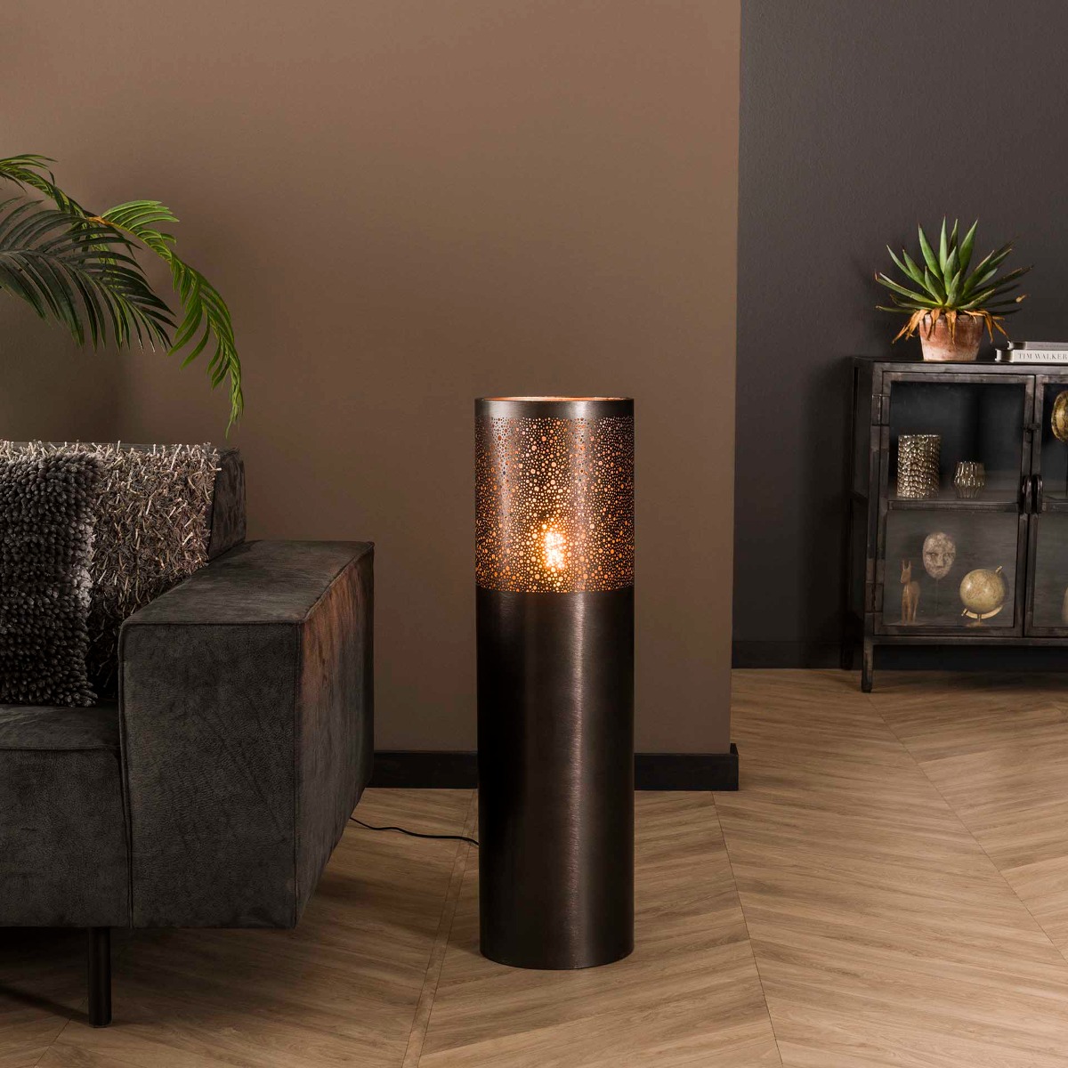 Vico Cylinder Nickel - lampadaire - Ø cm - nickel noir