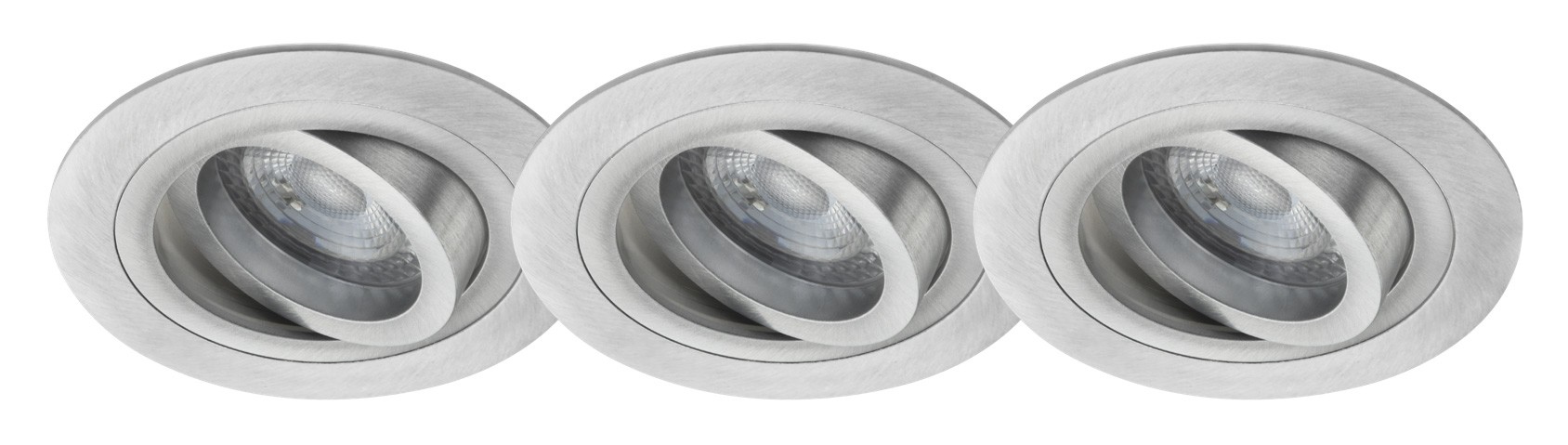 MODÈLE D’EXPOSITION - Energetic Brindisi - set de 3 - 6,7W LED dimmable inclus - Ø 92 mm, Ø 78 mm à encastrer - aluminium brossé