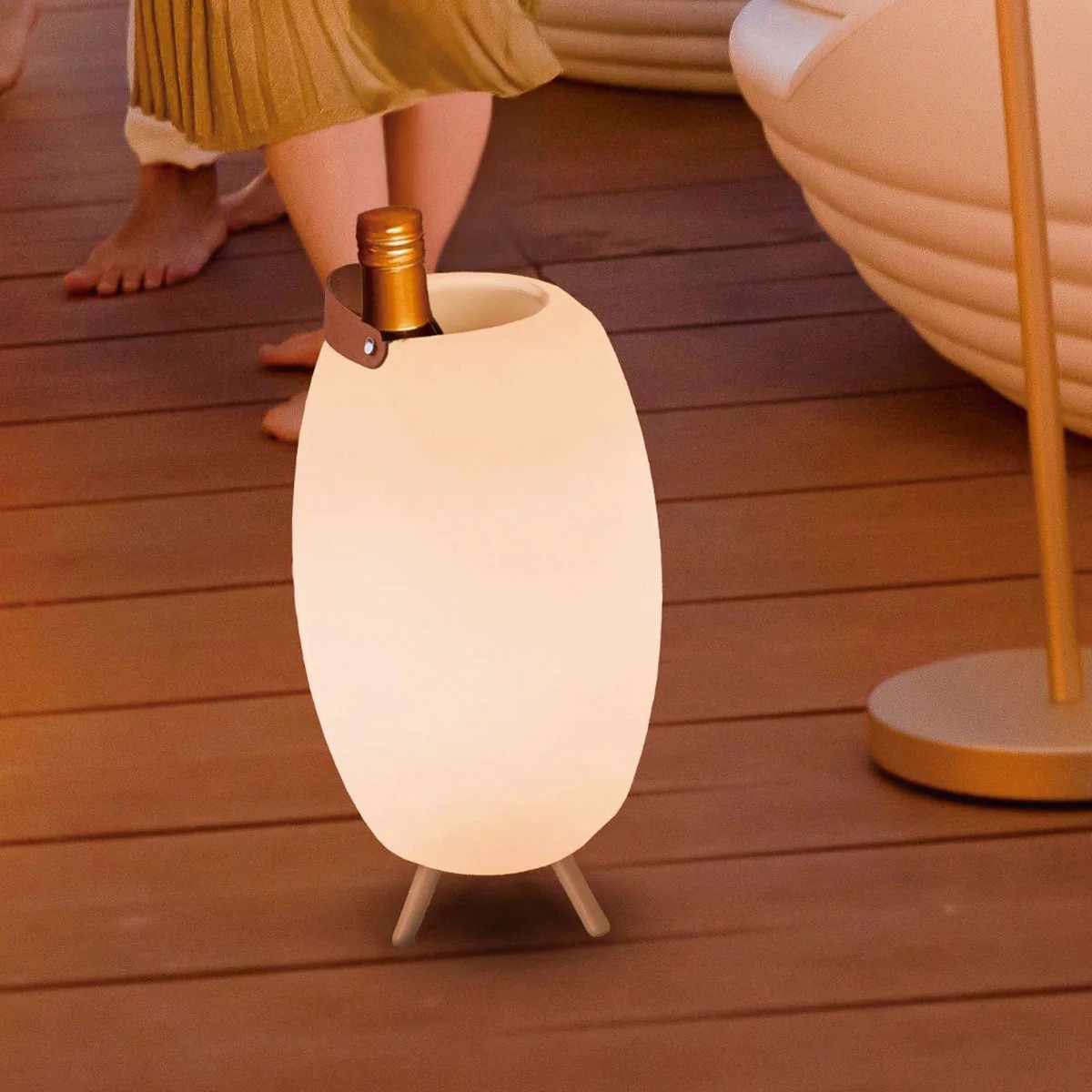 New Garden Apolo - porte-bouteilles lumineux avec haut-parleur et télécommande - Ø cm - IP44 - blanc