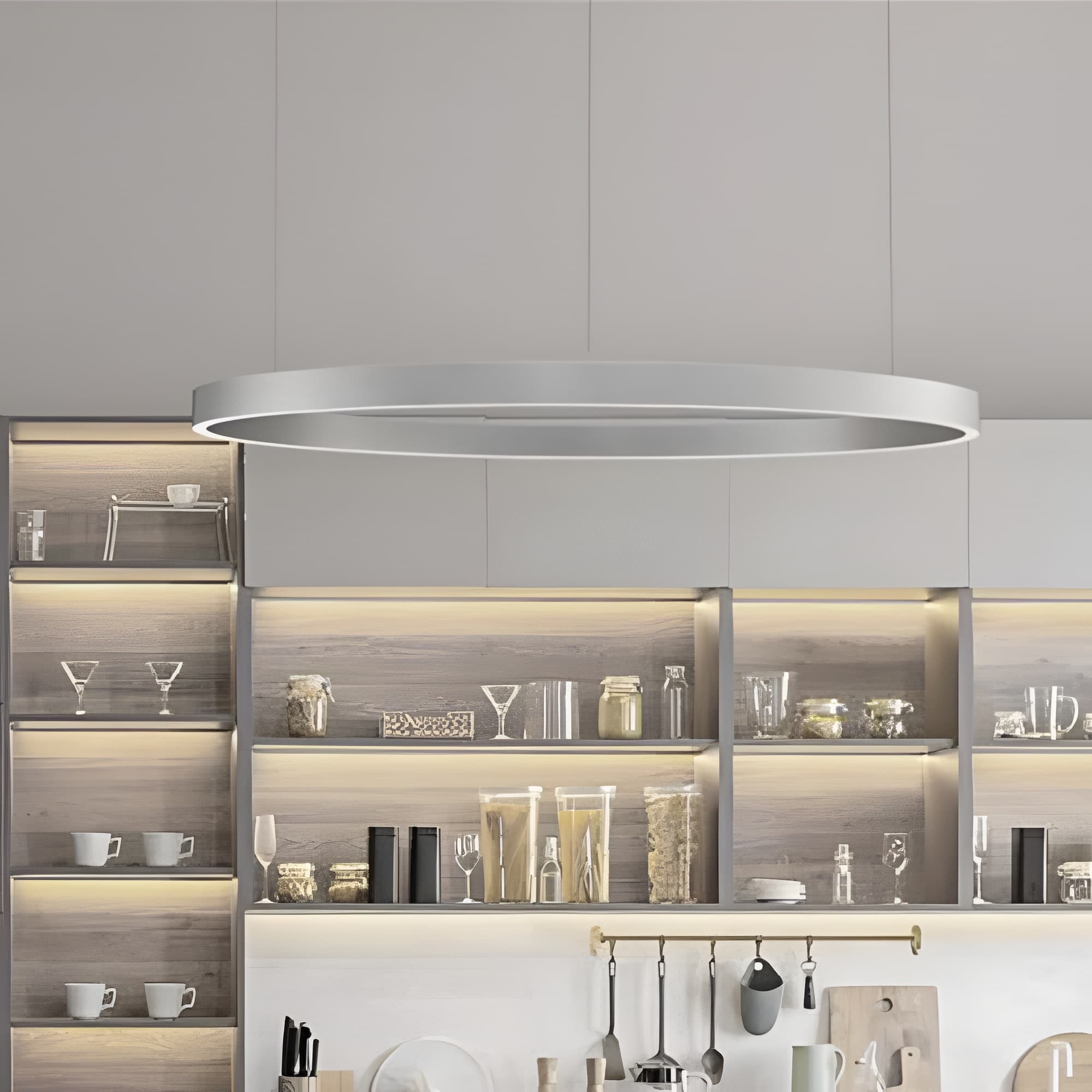 Nova Luce Elowen - lampe suspendue - Ø cm - 106W LED dimmable inclus - silver