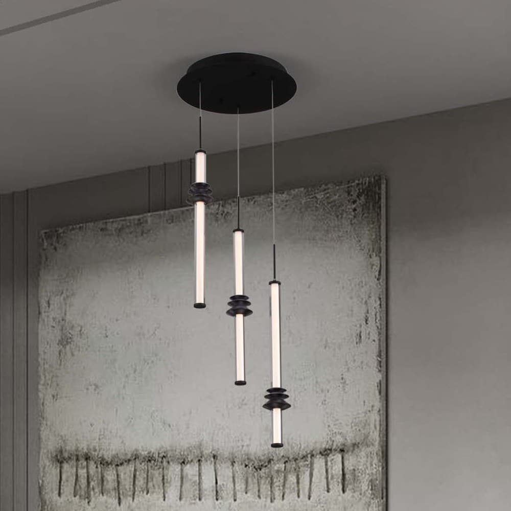Nova Luce Stalactite - lampe suspendue - Ø cm - 18W dimmable LED inclus - noir sablé