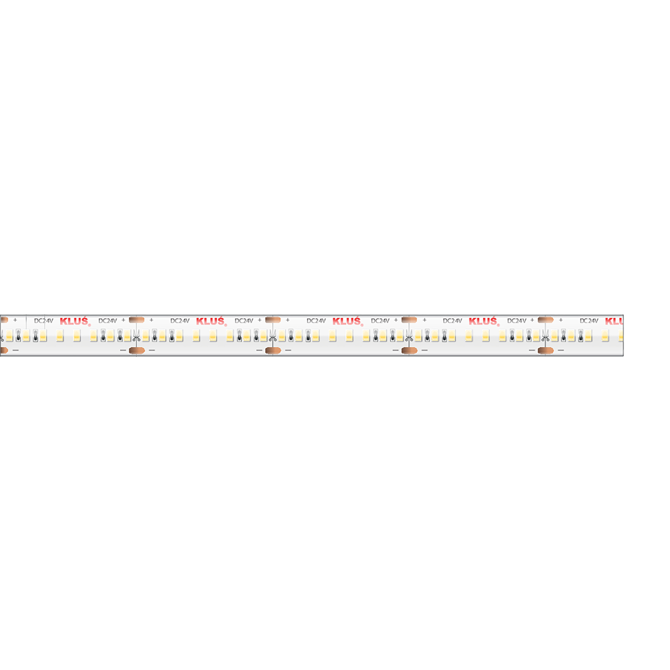 Bande LED KLUS - largeur 1cm, longueur - 24Vdc - dimmable - 4,8W LED par mètre - 240 LED par mètre - IP65