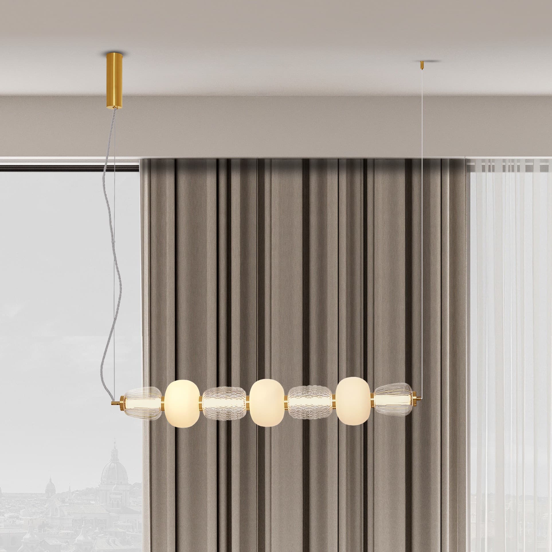 Nova Luce Movil - lampe suspendue - x - 42W dimmable LED inclus - or, transparent et opale