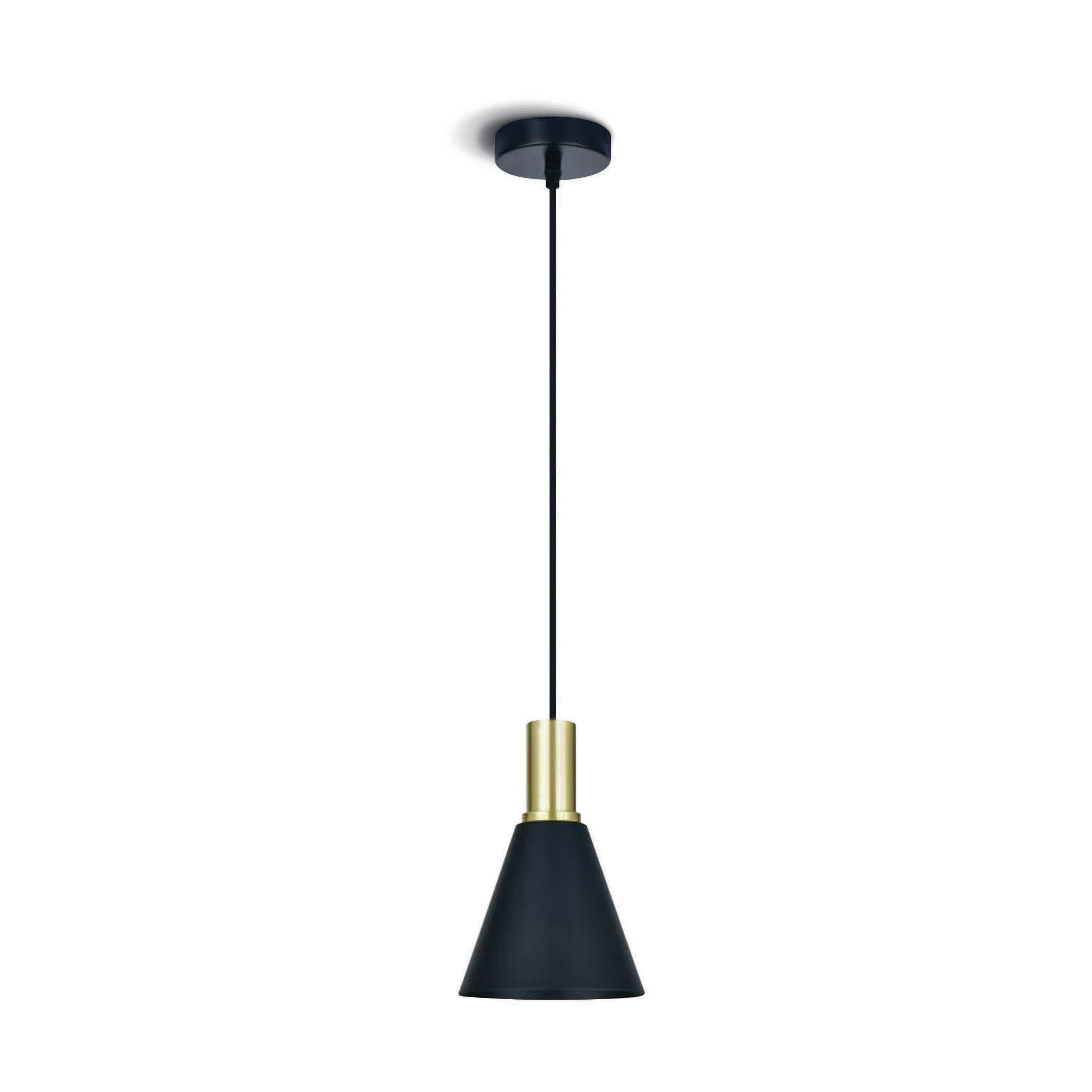 ONE Light E27 Cones - lampe suspendue - Ø 15,3 x 222,8 cm - laiton brossé et noir