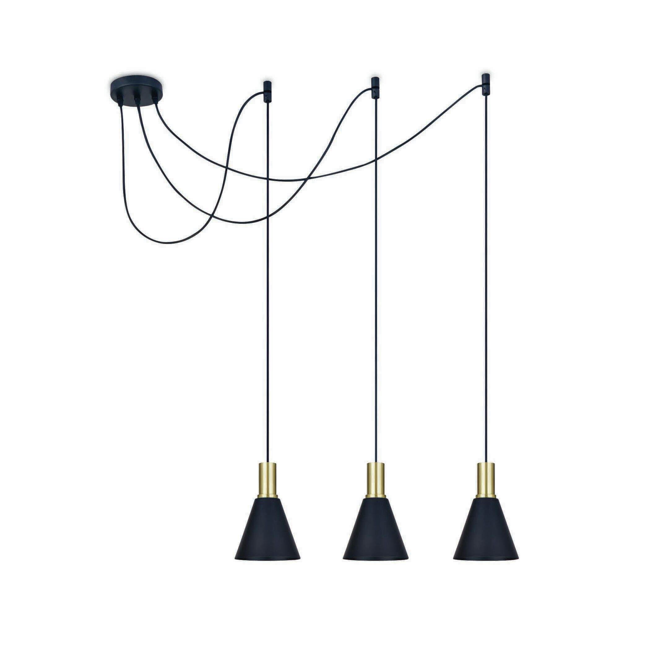 ONE Light E27 Cones - lampe suspendue - Ø 15,3 x 222,8 cm - laiton brossé et noir — vue 3