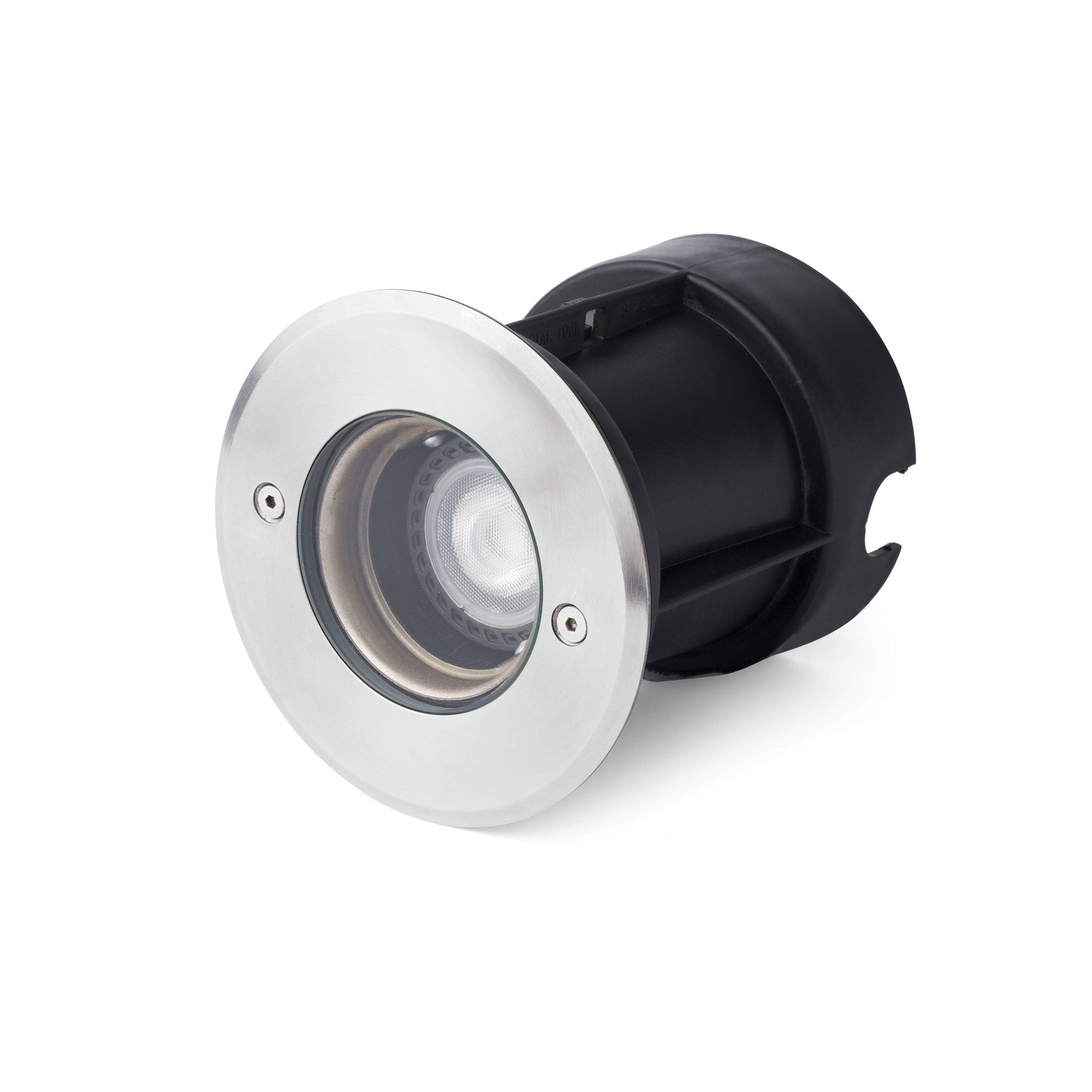 Faro Tecno-6 - spot rond pour l"extérieur - Ø 120 mm, Ø 100 mm à encastrer - IP67 - acier inoxydable satiné