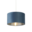 Searchlight Velvet Drum - abat-jour - Ø 38 x 22 cm - bleu vert et argent