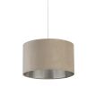 Searchlight Velvet Drum - abat-jour - Ø 38 x 22 cm - taupe et argent