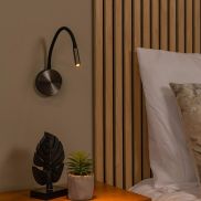 Lucide Asja - applique murale rechargeable - Ø 8,5 x 42,1 cm - 3W LED dimmable inclus - noir et gris