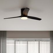 Nova Luce Aloa - ventilateur de plafond avec lumière et télécommande - Ø 132 x 27,5 cm - 18W LED inclus - noir sablé et bois noir
