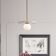Nova Luce Idor - lampe suspendue - Ø 30 x 185 cm - marbre blanc et verre opale