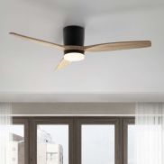 Nova Luce Aloa - ventilateur de plafond avec lumière et télécommande - Ø 132 x 27,5 cm - 18W LED inclus - noir sablé et bois naturel