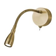 Searchlight Flexy - applique murale avec bras de lecture flexible - 7 x 29 cm - 0,8W LED inclus - laiton satiné