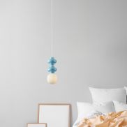 Nova Luce Clio - lampe suspendue - Ø 18 x 215 cm - bleu, blanc et verre opale