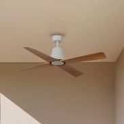 Faro Typhoon M - ventilateur de plafond avec télécommande - Ø 127 cm - IP44 - blanc et érable