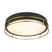 Searchlight Phoenix - plafonnier - Ø 40 x 10 cm - IP44 - noir et laiton