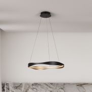 Nova Luce Dobi - lampe suspendue - Ø 60 x 120 cm - 32W dimmable LED inclus - noir sablé et or