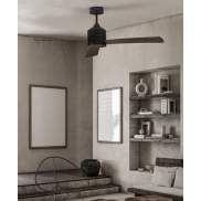 Nova Luce Axel - ventilateur de plafond avec télécommande et option lumière - Ø 137,1 x 38,2 cm - 18W LED inclus - noir & couleur bois