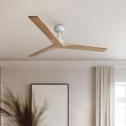 Faro Klim M - ventilateur de plafond - Ø 125 cm - blanc mat et pin