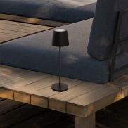 Nova Luce Seina - lampe de table rechargeable - Ø 11,4 x 39,5 cm - 2W dimmable LED inclus - IP54 - noir sablé
