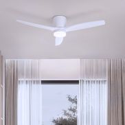 Nova Luce Aloa - ventilateur de plafond avec lumière et télécommande - Ø 132 x 27,5 cm - 18W LED inclus - blanc sablé et bois blanc