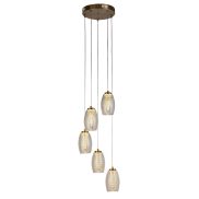 Searchlight Cyclone - lampe suspendue - Ø 35 x 150 cm - 27W LED dimmable inclus - bronze et champagne