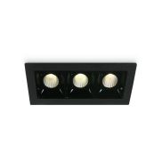 ONE Light Shop Square Boxes - spot encastré - 106 x 45 mm, 97 x 36 mm taille d'encastrement - 3 x 2W LED dimmable inclus - noir