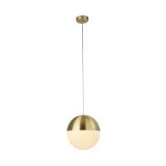 Searchlight Endor - lampe suspendue - Ø 25 x 150 cm - laiton satiné et blanc opale