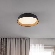 Nova Luce Sigi - plafonnier - Ø 45 x 10 cm - 40W dimmable LED inclus - noir sablé et bois