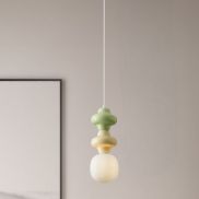 Nova Luce Clio - lampe suspendue - Ø 18 x 215 cm - vert, jaune, blanc et verre opale