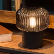 Lucide Jany - lampe à poser - Ø 16 x 18 cm - noir et gris fumée