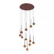 Lucide Calina - lampe suspendue - 69,9 x 209,3 cm - 12 x 7W LED dimmables incluses - température de couleur réglable - café