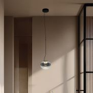 VK Lighting Iori - lampe suspendue - Ø 20 x 125 cm - 5W LED inclus - noir et gris fumé