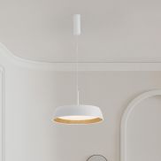 Nova Luce Sigi - lampe suspendue - Ø 45 x 180 cm - 40W dimmable LED inclus - blanc sablé et bois