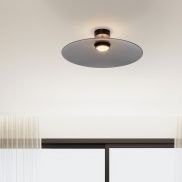 Nova Luce Polifemo - plafonnier - Ø 60 x 18,5 cm - 17W LED inclus - verre fumé et noir sablé