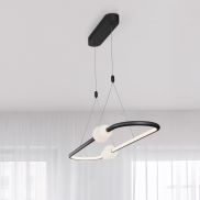 Nova Luce Celia - lampe suspendue avec télécommande - 100 x 28 x 120 cm - 44,2W LED dimmable inclus - noir et opale