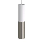 Creative Cables Double Tube - lampe suspendue 1L - Ø 12,5 x Ø 6 x 190 cm - blanc mat et titane
