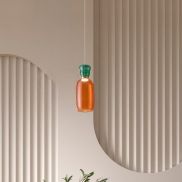 Nova Luce Pluma - lampe suspendue - Ø 15 x 179 cm - 9W LED inclus - or, jaspe brillant et verre orange